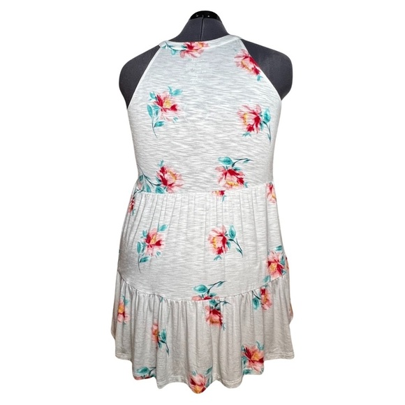 Torrid Super Soft Light Grey Floral Tiered Hem Babydoll Tank (Size 2) - Picture 3 of 6